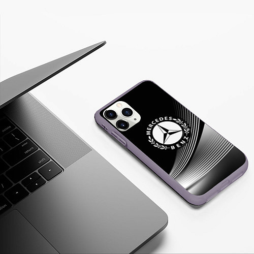 Чехол iPhone 11 Pro матовый MERCEDES-BENZ / 3D-Серый – фото 3