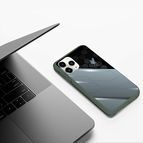 Чехол iPhone 11 Pro матовый Liverpool FC / 3D-Темно-зеленый – фото 3