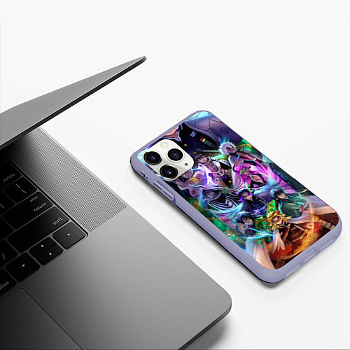 Чехол iPhone 11 Pro матовый KIMETSU NO YAIBA / 3D-Светло-сиреневый – фото 3