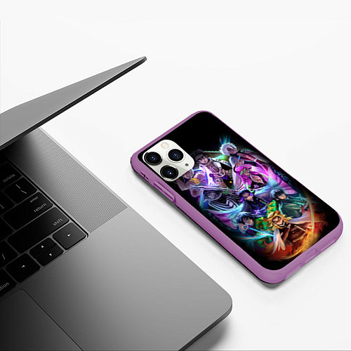 Чехол iPhone 11 Pro матовый KIMETSU NO YAIBA / 3D-Фиолетовый – фото 3