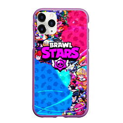 Чехол iPhone 11 Pro матовый BRAWL STARS, цвет: 3D-фиолетовый