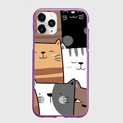 Чехол iPhone 11 Pro матовый Котейки, цвет: 3D-фиолетовый