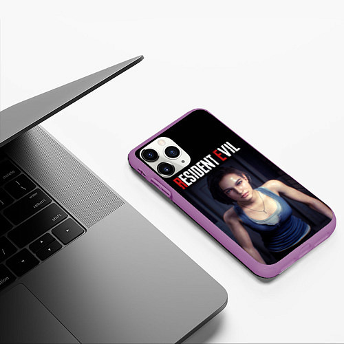 Чехол iPhone 11 Pro матовый Jill Valentine / 3D-Фиолетовый – фото 3