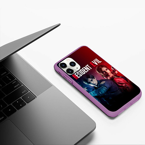 Чехол iPhone 11 Pro матовый Resident Evil 2 / 3D-Фиолетовый – фото 3