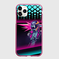 Чехол iPhone 11 Pro матовый НЕОНОВЫЙ ГОНЩИК, цвет: 3D-малиновый