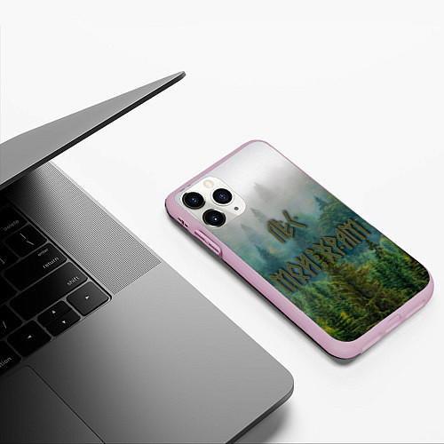 Чехол iPhone 11 Pro матовый Лес мой храм / 3D-Розовый – фото 3