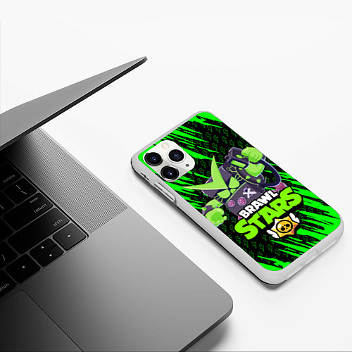 Чехол iPhone 11 Pro матовый Brawl stars virus 8-bit / 3D-Белый – фото 3