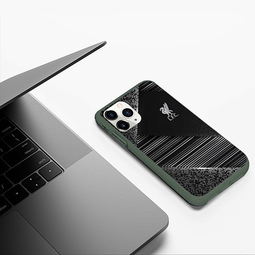 Чехол iPhone 11 Pro матовый Liverpool F C / 3D-Темно-зеленый – фото 3