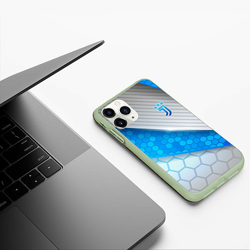 Чехол iPhone 11 Pro матовый Juventus F C / 3D-Салатовый – фото 3