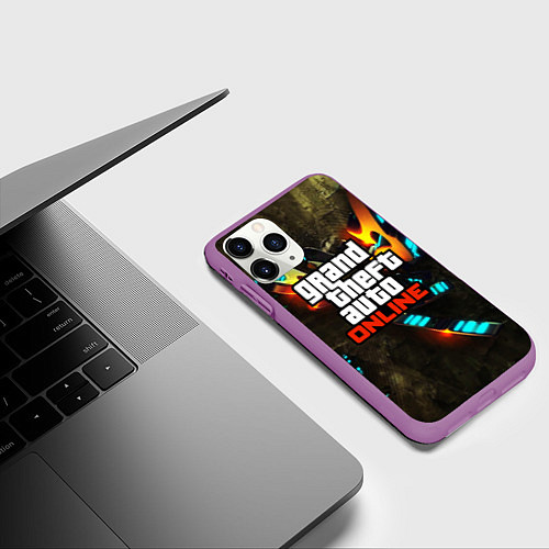 Чехол iPhone 11 Pro матовый GTA:Online / 3D-Фиолетовый – фото 3
