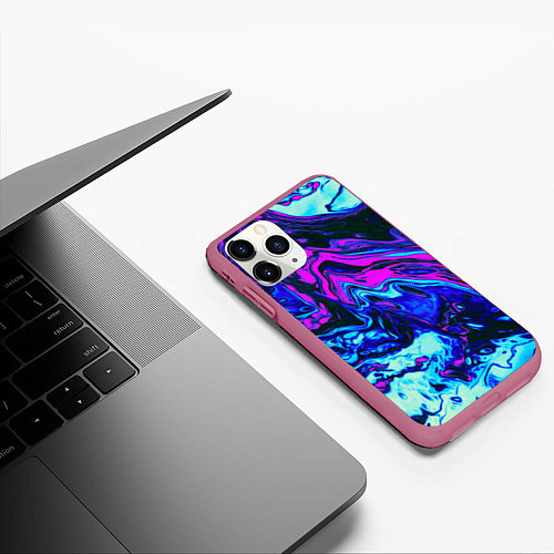 Чехол iPhone 11 Pro матовый DIGITAL ABSTRACT / 3D-Малиновый – фото 3