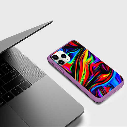 Чехол iPhone 11 Pro матовый ABSTRACT / 3D-Фиолетовый – фото 3