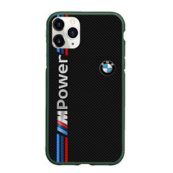 Чехол iPhone 11 Pro матовый BMW POWER CARBON, цвет: 3D-темно-зеленый