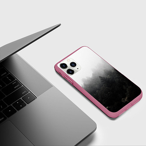 Чехол iPhone 11 Pro матовый Лес / 3D-Малиновый – фото 3