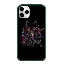Чехол iPhone 11 Pro матовый BTS, цвет: 3D-темно-зеленый