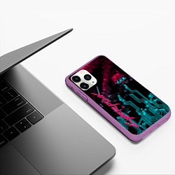 Чехол iPhone 11 Pro матовый CYBERPUNK, цвет: 3D-фиолетовый — фото 2