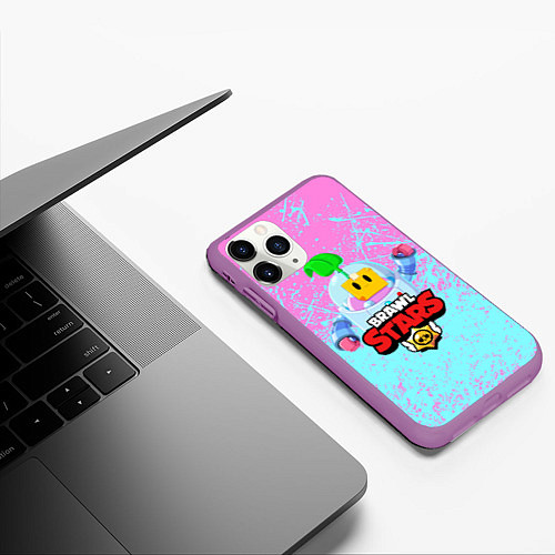 Чехол iPhone 11 Pro матовый BRAWL STARS SPROUT / 3D-Фиолетовый – фото 3