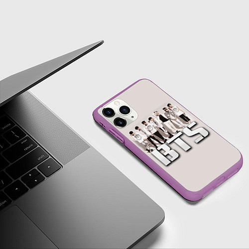 Чехол iPhone 11 Pro матовый BTS / 3D-Фиолетовый – фото 3