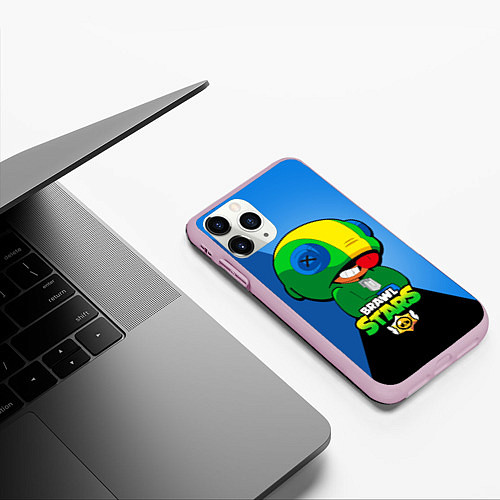 Чехол iPhone 11 Pro матовый LEON - BRAWL STARS / 3D-Розовый – фото 3