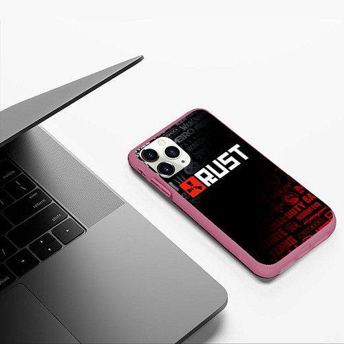 Чехол iPhone 11 Pro матовый RUST / 3D-Малиновый – фото 3