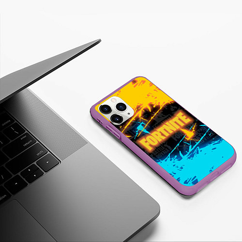 Чехол iPhone 11 Pro матовый FORTNITE / 3D-Фиолетовый – фото 3