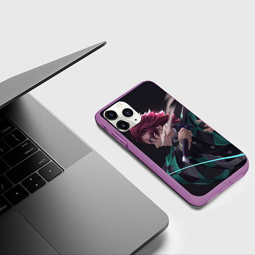 Чехол iPhone 11 Pro матовый KIMETSU NO YAIBA / 3D-Фиолетовый – фото 3