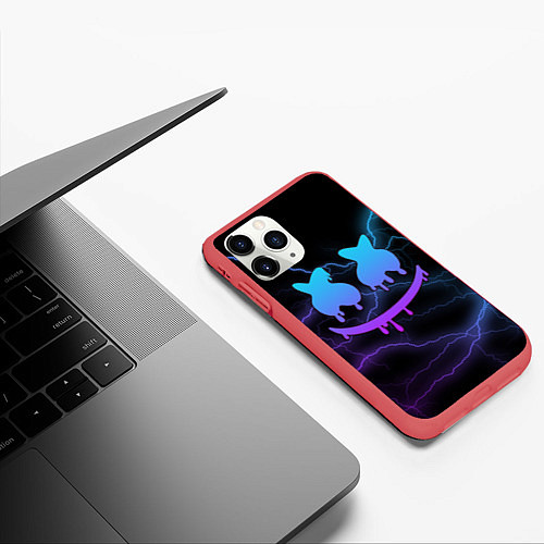 Чехол iPhone 11 Pro матовый Marshmello / 3D-Красный – фото 3