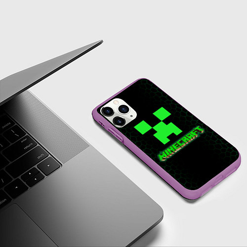 Чехол iPhone 11 Pro матовый Minecraft / 3D-Фиолетовый – фото 3