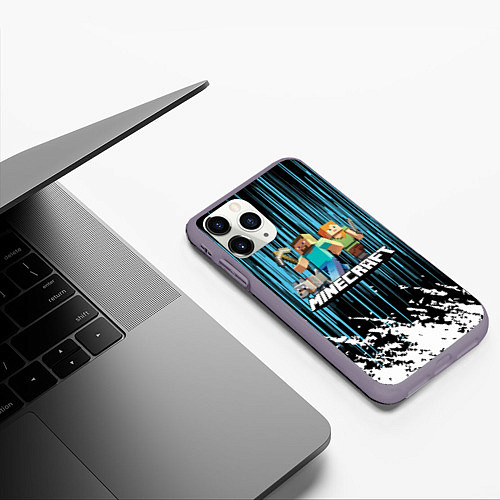Чехол iPhone 11 Pro матовый Minecraft / 3D-Серый – фото 3