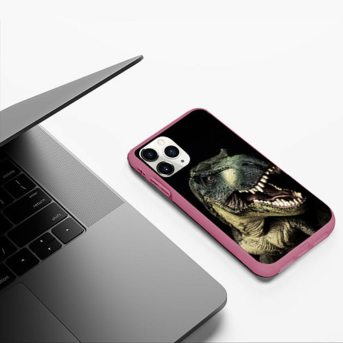 Чехол iPhone 11 Pro матовый Динозавр T-Rex / 3D-Малиновый – фото 3