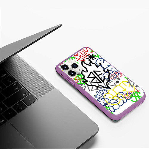 Чехол iPhone 11 Pro матовый BILLIE EILISH GRAFFITI / 3D-Фиолетовый – фото 3