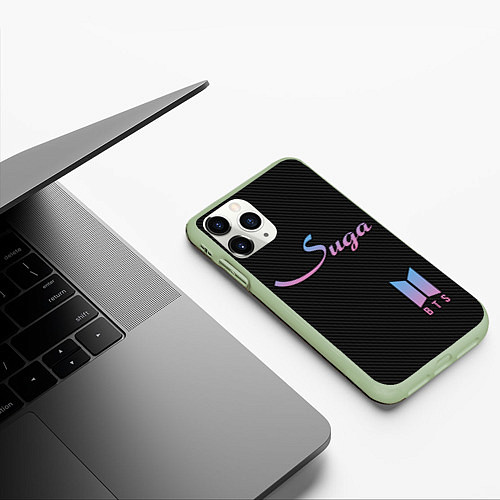 Чехол iPhone 11 Pro матовый BTS Suga / 3D-Салатовый – фото 3