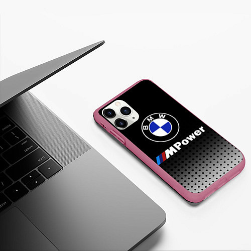 Чехол iPhone 11 Pro матовый BMW / 3D-Малиновый – фото 3