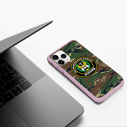 Чехол iPhone 11 Pro матовый Автомобильные войска камуфляж / 3D-Розовый – фото 3