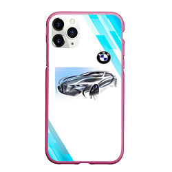 Чехол iPhone 11 Pro матовый BMW, цвет: 3D-малиновый