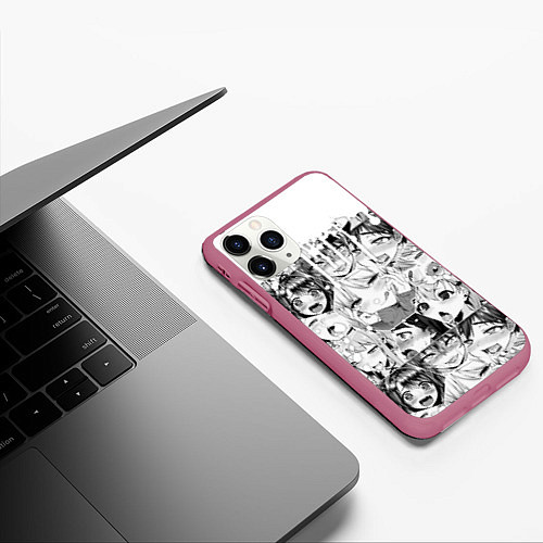 Чехол iPhone 11 Pro матовый AHEGAO / 3D-Малиновый – фото 3