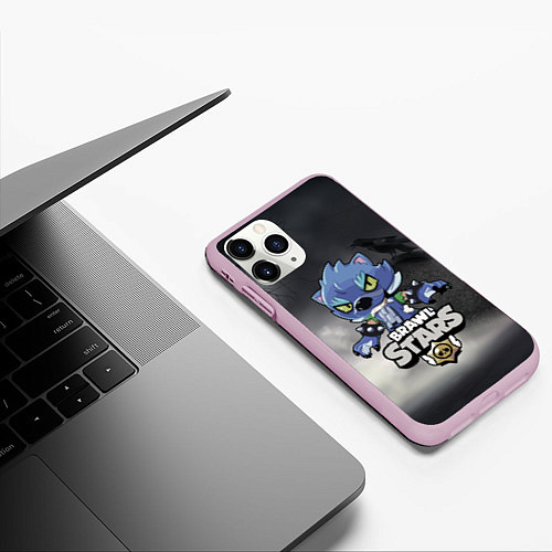 Чехол iPhone 11 Pro матовый Brawl Stars LEON / 3D-Розовый – фото 3