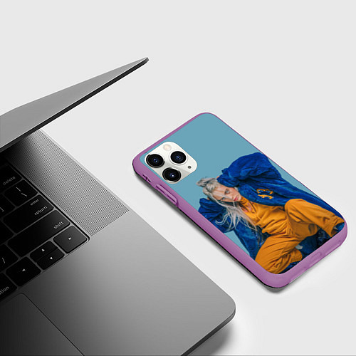 Чехол iPhone 11 Pro матовый Billie Eilish / 3D-Фиолетовый – фото 3