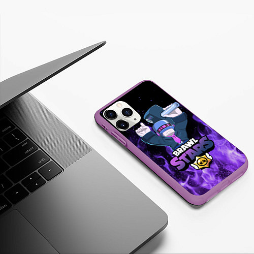 Чехол iPhone 11 Pro матовый Brawl Stars DJ Frank / 3D-Фиолетовый – фото 3