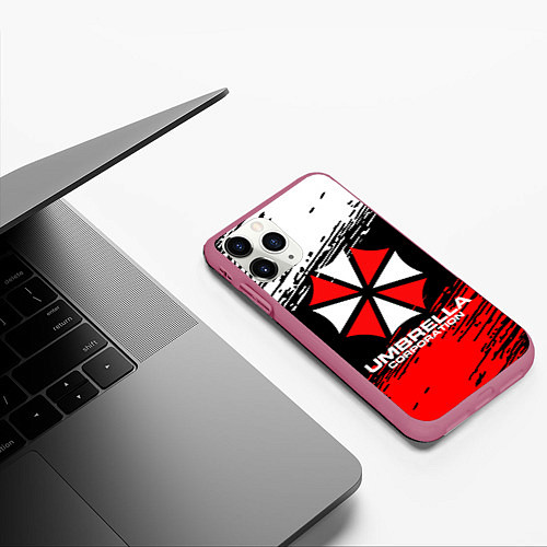 Чехол iPhone 11 Pro матовый Umbrella Corporation / 3D-Малиновый – фото 3