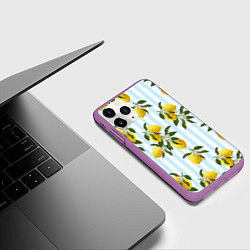 Чехол iPhone 11 Pro матовый Лимоны, цвет: 3D-фиолетовый — фото 2