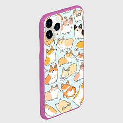 Чехол iPhone 11 Pro матовый Милые корги, цвет: 3D-фиолетовый — фото 2