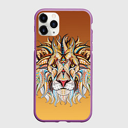 Чехол iPhone 11 Pro матовый Стилизованный арт ЛЕВ морда, цвет: 3D-фиолетовый
