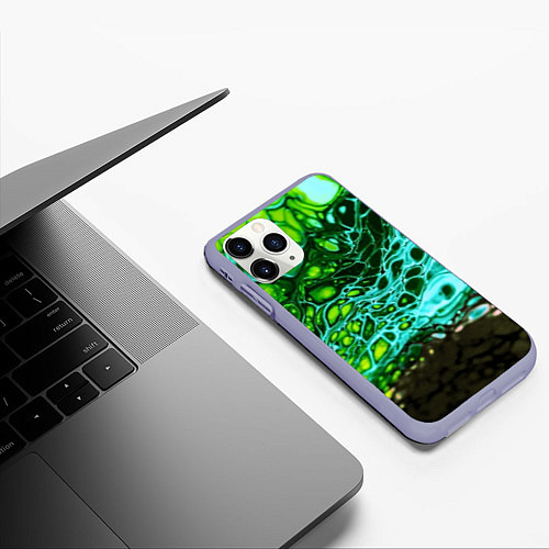 Чехол iPhone 11 Pro матовый Кислотные разводы краски / 3D-Светло-сиреневый – фото 3
