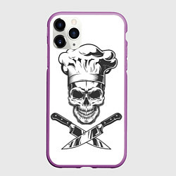 Чехол iPhone 11 Pro матовый Череп повар, цвет: 3D-фиолетовый