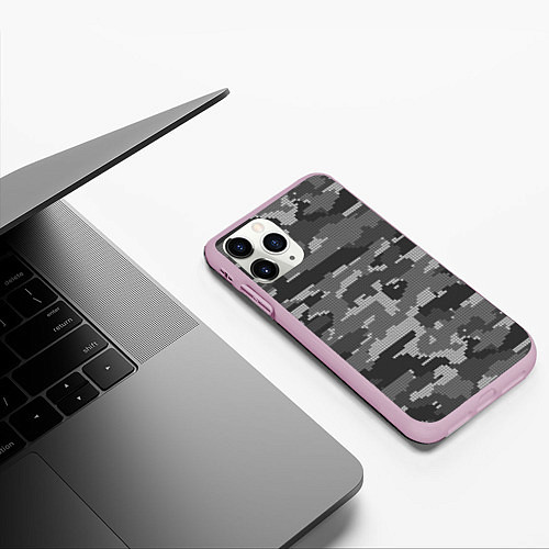Чехол iPhone 11 Pro матовый ВЯЗАНЫЙ КАМУФЛЯЖ / 3D-Розовый – фото 3