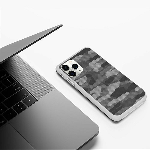 Чехол iPhone 11 Pro матовый ВЯЗАНЫЙ КАМУФЛЯЖ / 3D-Белый – фото 3