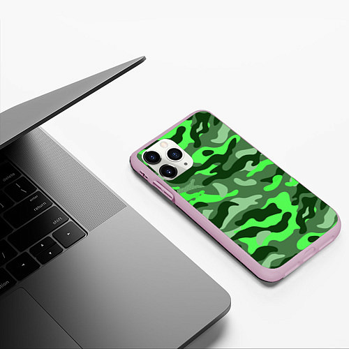 Чехол iPhone 11 Pro матовый CAMOUFLAGE GREEN / 3D-Розовый – фото 3