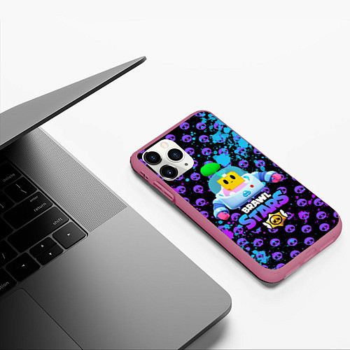 Чехол iPhone 11 Pro матовый Brawl Stars SPROUT / 3D-Малиновый – фото 3