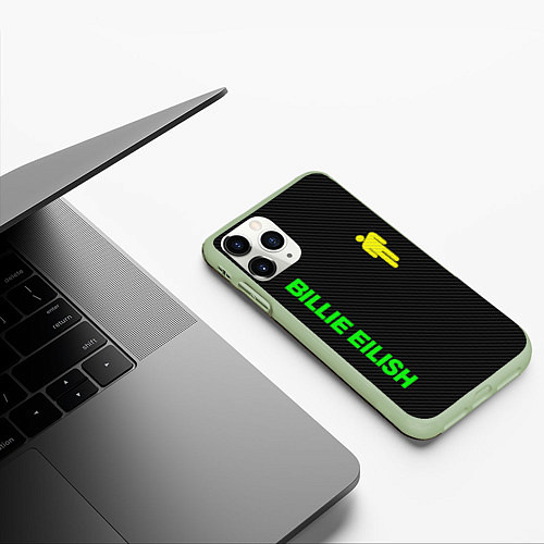 Чехол iPhone 11 Pro матовый BILLIE EILISH CARBON / 3D-Салатовый – фото 3
